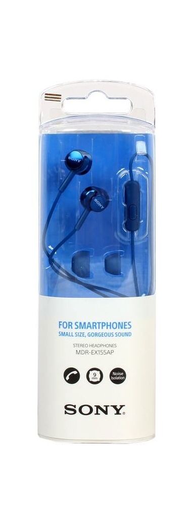 SONY MDR-EX155AP НАУШНИКИ ВНУТРИКАНАЛЬНЫЕ, СИНИЕ купить в официальном интернет-магазине Sony в Москве