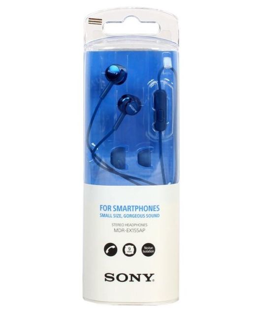 SONY MDR-EX155AP НАУШНИКИ ВНУТРИКАНАЛЬНЫЕ, СИНИЕ купить в официальном интернет-магазине Sony в Москве