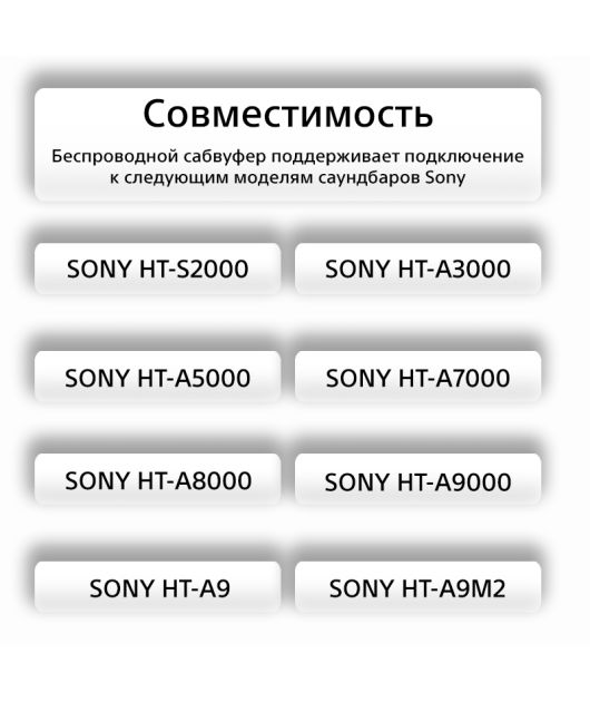 SONY SA-SW5 БЕСПРОВОДНОЙ САБВУФЕР ДЛЯ HT-A9, HT-A7000, HT-A3000 купить в официальном интернет-магазине Sony в Москве